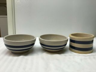 Vintage Rrp Co.  Roseville,  Ohio Blue Stripe Bowls