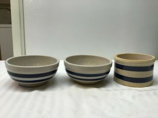 Vintage RRP Co.  Roseville,  Ohio Blue Stripe Bowls 2