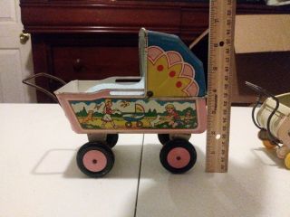 vintage 1950 ' s OHIO ART metal litho baby doll carriage stroller buggy 5
