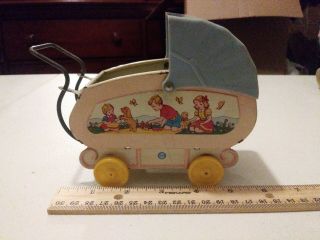 vintage 1950 ' s OHIO ART metal litho baby doll carriage stroller buggy 6