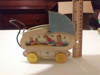 vintage 1950 ' s OHIO ART metal litho baby doll carriage stroller buggy 7