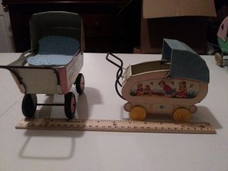 vintage 1950 ' s OHIO ART metal litho baby doll carriage stroller buggy 8