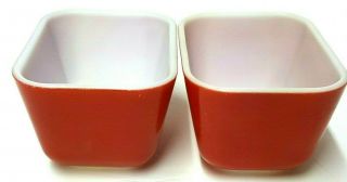 VINTAGE 1950s PYREX Set Of Two 1 1/2 Cups Red Refrigerator Dish With One Lid 4