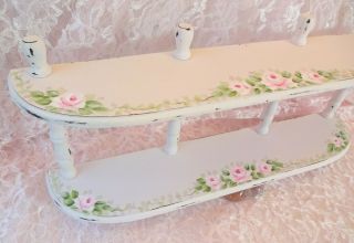 Bydas Vintage Chic Wall Shelf Pink Roses Hp Hand Painted Shabby Vintage Cottage