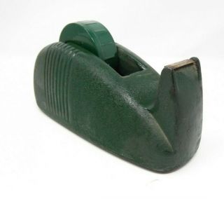 Vintage Green Scotch Art Deco Tape Dispenser Whale Tail Cast Iron Industrial 6lb