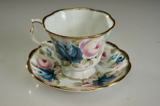 Vintage Royal Albert Summer Bounty Series Sapphire Pattern Tea Cup & Saucer