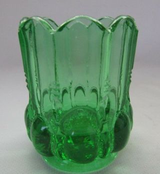 Vintage Degenhart Glass Beaded Oval Toothpick Holder (lt.  Forest Green) 1522