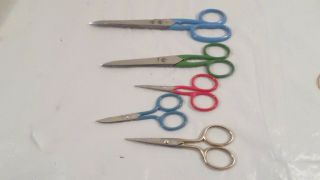 5 Pr Vintage Assorted Size Scissors 3.  5 " To 7 " All Made In Germany
