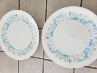 2 Royal China Blue Heaven Vintage Mid Century 10 " Dinner Plates