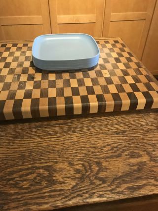 SET OF 4 VINTAGE SQUARE TUPPERWARE LUNCHEON PLATES Blue 3