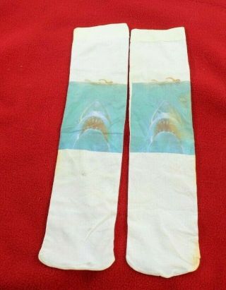 Vintage Jaws Movie Socks 1977 Stocking Knee Highs Shark Girls Ladies Poster