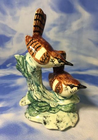 6 " Vintage Stangl Pottery " Double Wrens” Birds Figurine 3401d Rguc