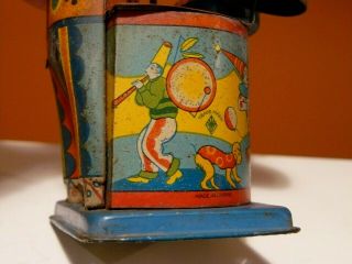 Vintage 1940 ' s Tin Celluloid Wind Up Circus Clown Child Playing Drum Japan 8