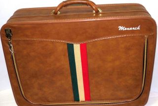 Vintage Monarch Suitcase Luggage Italian Flag Italy Leather 24 " X 18 "