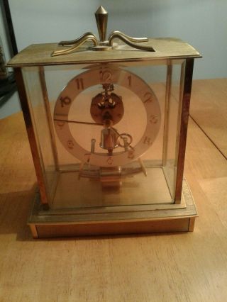 Vintage Kundo Electronic Kieninger & Obergfell Mantle Brass Clock West Germany