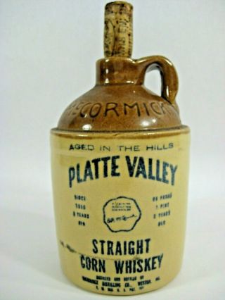 Vintage Mccormick Platte Valley Straight Corn Whiskey Jug 1971 No Liquid