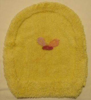 Vintage Chenille Bathroom Toilet Seat Lid Cover Yellow Pink Floral