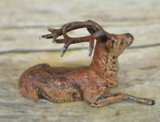 3 Vintage Putz Lead Metal Reindeer Deer Stag Figurines Germany Christmas 3