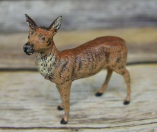 3 Vintage Putz Lead Metal Reindeer Deer Stag Figurines Germany Christmas 6