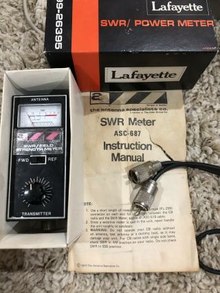 Vintage Lafayette Swr Power Meter 99 - 26395 With Cable & Instruct