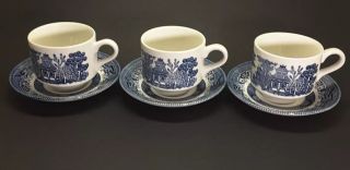 Churchill England Vintage Blue Willow Tea Cup And Saucer Set - 3
