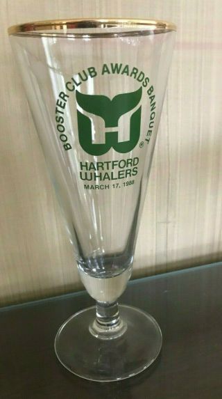 Vintage Hartford Whalers Beer Glass 1988 Booster Club 8 Inch Rare Nhl 10 Oz
