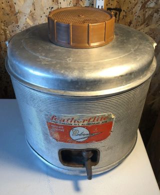 Vintage 2 Gallon Poloron Featherlite Aluminium Drink Cooler Jug With Cup