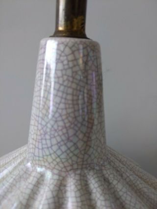 Pair Vintage Mid Century Modern Pink Pearlescent Bedside lamps RETRO Crackle 2