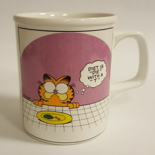Vintage 1978 Enesco Garfield The Cat Jim Davis Diet Is Die Coffee Mug B64