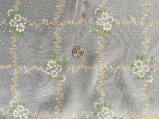Vtg Flocked Swiss Dot Sheer Floral Curtain Panel 39x61 Daisy Flower Craft Fabric