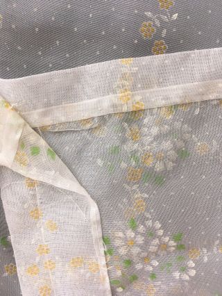 Vtg Flocked Swiss Dot Sheer Floral Curtain Panel 39x61 Daisy Flower Craft Fabric 5