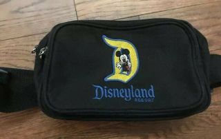 Disneyland Resort Embroidered Fanny Pack Shoulder Bag Black Rare Vintage