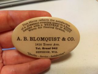 Vintage A.  B.  Bloomquist & Co Superior WI Advertising Celluloid Pocket Mirror 2