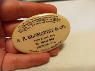 Vintage A.  B.  Bloomquist & Co Superior WI Advertising Celluloid Pocket Mirror 4