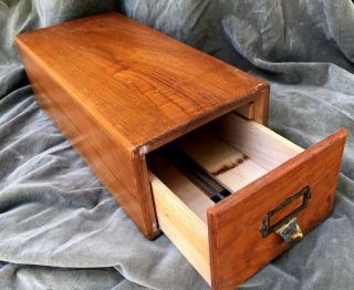 Vintage Wood Library index Card Drawer Finish 4