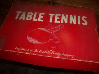 Coca Cola Table Tennis Set Milton Bradley Vntg Premium ping pong 3