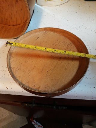 Vintage Primitive Round Bentwood Shaker Pantry Cheese Box Wood Slatted Nails 14” 7