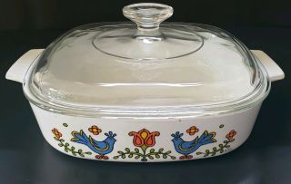 Vintage 1975 Corning Ware Country Festival Casserole & Lid A - 8 - B 1.  5 Qts 6 C