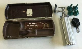 Vintage Welch Allyn Diagnostic Otoscope Ophthalmoscope In Bakelite Case