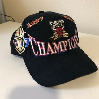 Vintage 1997 Chicago Bulls Hat Cap Nba Champions Logo Athletic Snapback