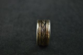 Vintage Sterling Silver Etched Weave Band Ring - 6g