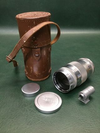 Vintage Canon 135mm F/3.  5 Mf Lens No.  53319 Leica Screw Mount W/ Leather Case