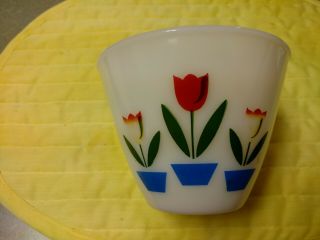 Vintage Fireking Tulip Pattern Grease Bowl With Lid 3