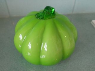 Vintage Murano Hand Blown Glass Fruit / Vegetable - Green Pumpkin