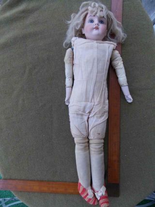 Antique 20 " 5 3/4 154.  Dep.  Made In Germany Bisque Head Leather Body Doll