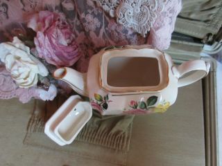 RARE Vintage SADLER Tea Pot Shabby Pink Roses Made in Staffordshire England 4