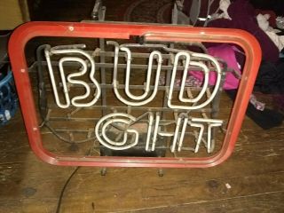 Vintage Bud Light Neon Beer Sign Bold Bright Color Missing The L And I