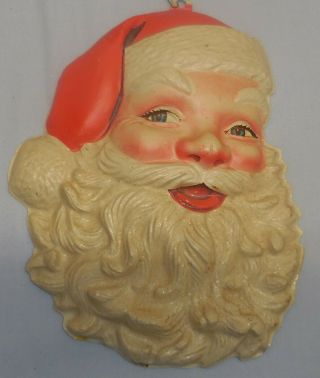 Vintage Styrofoam Blue Eyes - Santa Clause Head Retro Christmas 9 "