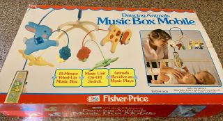 1984 Vintage Fisher Price Musical Mobile Dancing Animals - Brahms Lullaby