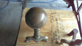Vintage,  Heavy Brass Fireplace Andirons,  Firedogs,  with Cannon Ball Top,  Colonial 2